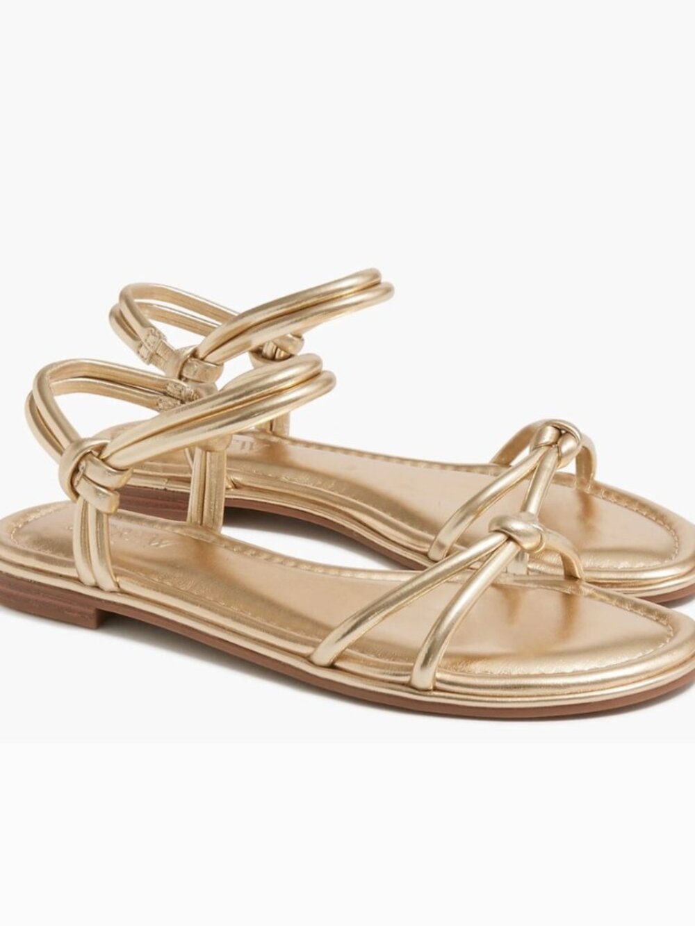 JCrew Gold Knot Ankle Strap Flat Sandals NWOT, Size 6.5